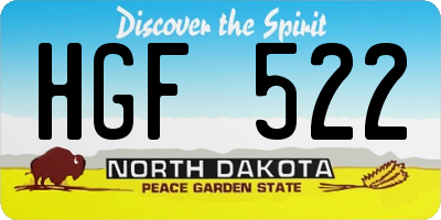ND license plate HGF522