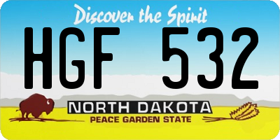 ND license plate HGF532