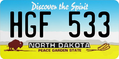 ND license plate HGF533