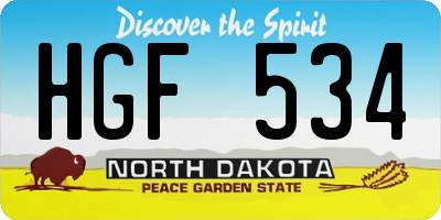 ND license plate HGF534