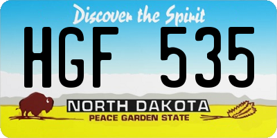 ND license plate HGF535