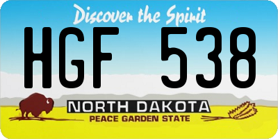 ND license plate HGF538