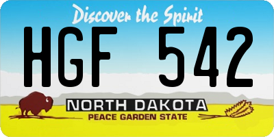 ND license plate HGF542