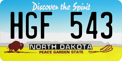 ND license plate HGF543