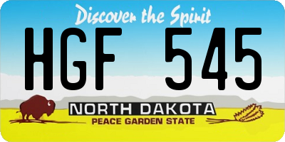 ND license plate HGF545
