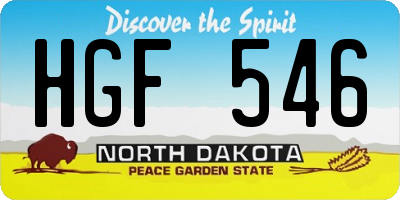 ND license plate HGF546