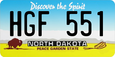 ND license plate HGF551