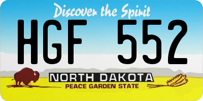 ND license plate HGF552