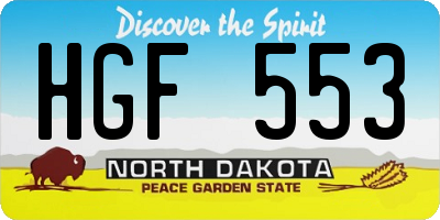 ND license plate HGF553