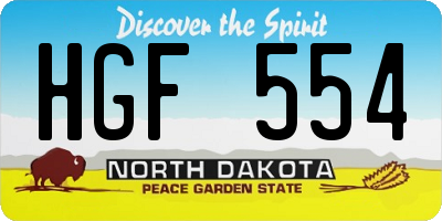 ND license plate HGF554