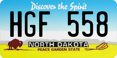 ND license plate HGF558