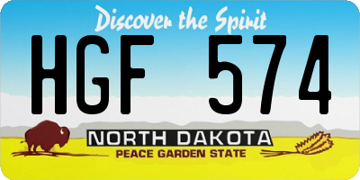 ND license plate HGF574