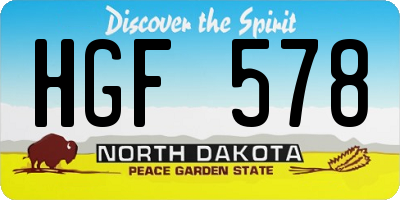 ND license plate HGF578