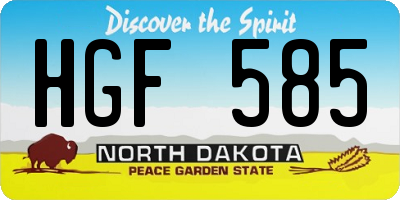 ND license plate HGF585