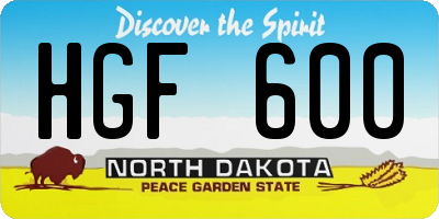 ND license plate HGF600