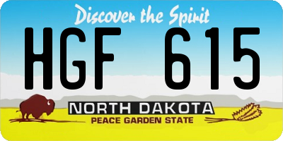 ND license plate HGF615