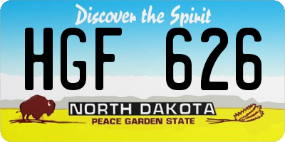 ND license plate HGF626