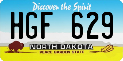 ND license plate HGF629