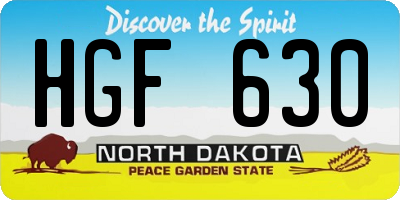 ND license plate HGF630