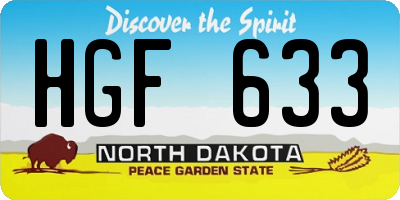 ND license plate HGF633