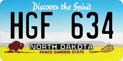 ND license plate HGF634