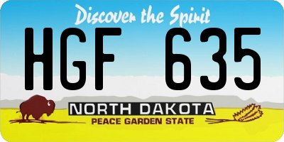 ND license plate HGF635