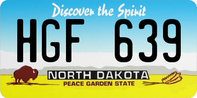 ND license plate HGF639