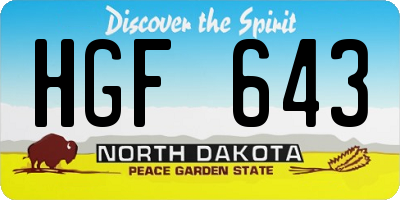 ND license plate HGF643