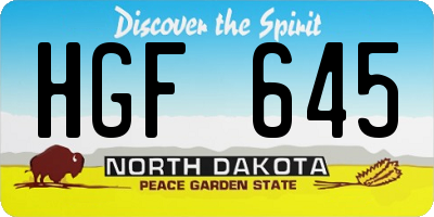 ND license plate HGF645