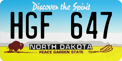 ND license plate HGF647