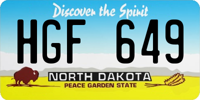 ND license plate HGF649
