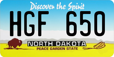 ND license plate HGF650