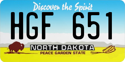 ND license plate HGF651