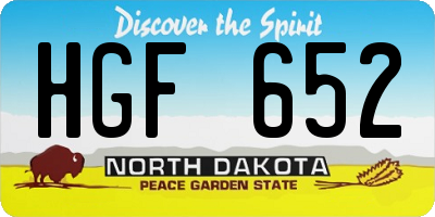 ND license plate HGF652