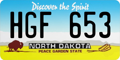 ND license plate HGF653