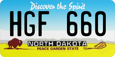 ND license plate HGF660