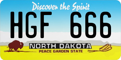 ND license plate HGF666