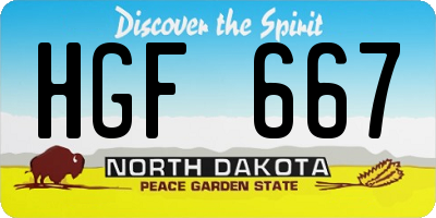 ND license plate HGF667