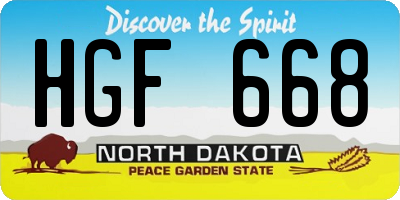 ND license plate HGF668