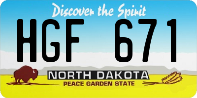 ND license plate HGF671