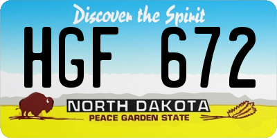 ND license plate HGF672