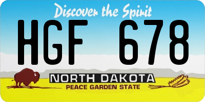 ND license plate HGF678