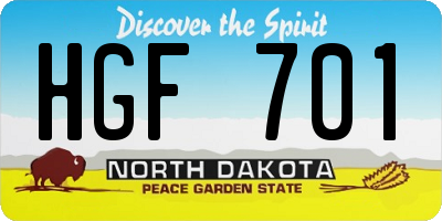 ND license plate HGF701