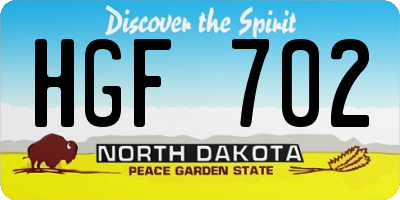 ND license plate HGF702