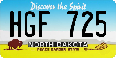 ND license plate HGF725