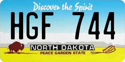 ND license plate HGF744
