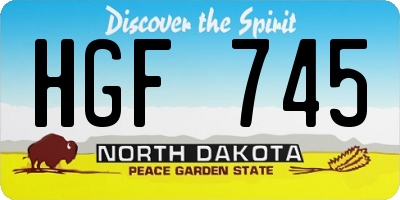 ND license plate HGF745