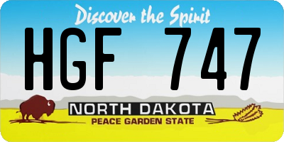 ND license plate HGF747