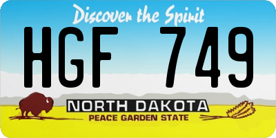 ND license plate HGF749