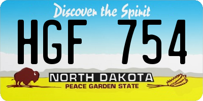 ND license plate HGF754